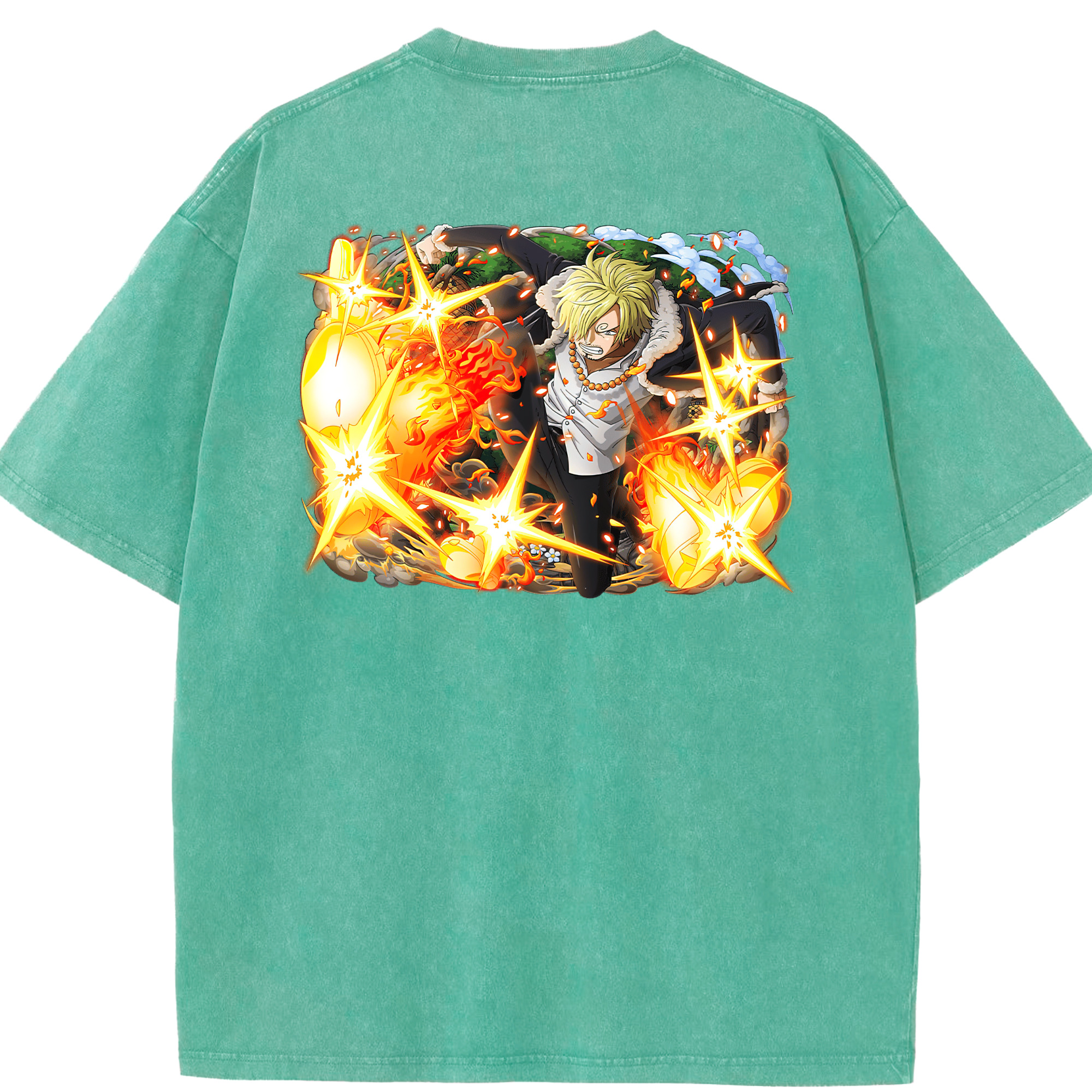 ワンピース サンジ ONE PIECE Sanji 綿100% ヴィンテージ風 半袖Tシャツ（背面プリント）